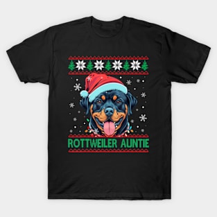 Rottweiler Auntie Santa Hat Rottweiler Dog Ugly Christmas T-Shirt